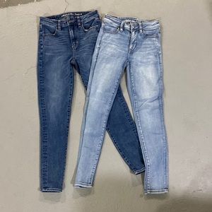 american eagle women’s skinny jeans (jeggings) size 0 short (two pairs)